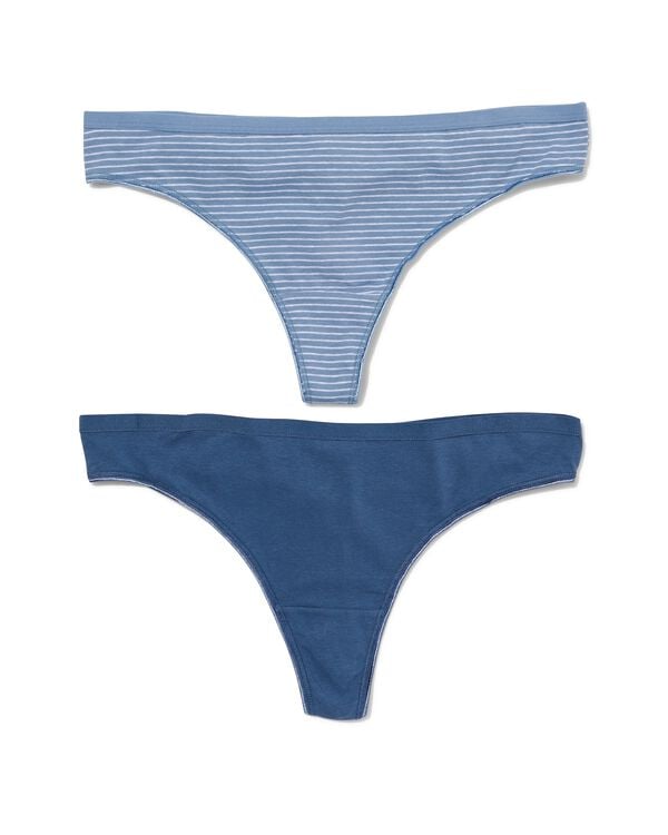 2 strings femme taille haute coton stretch bleu bleu - 1000030301 - HEMA