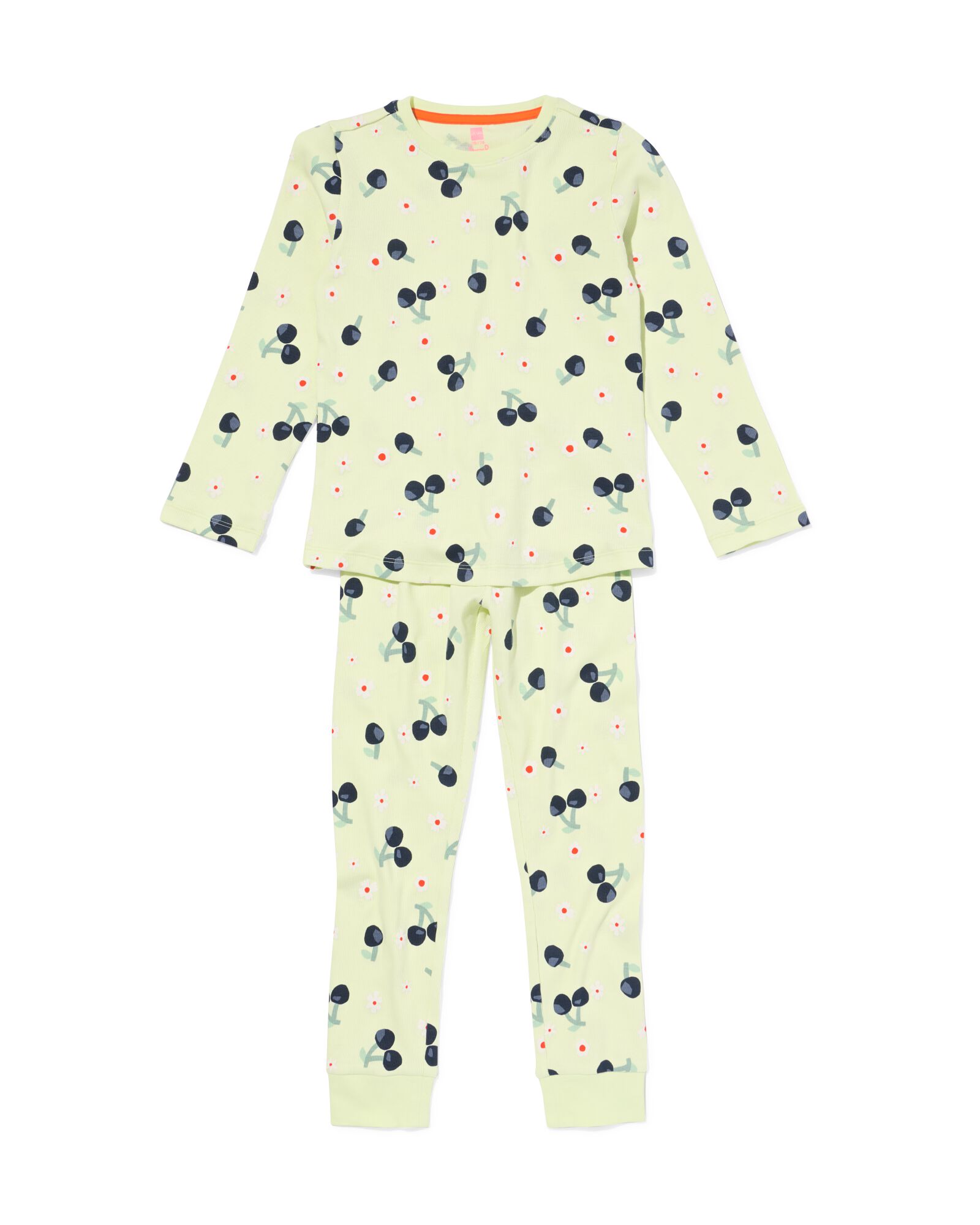 Kinder-Pyjama, gerippt, Kirsche limettengr&uuml;n limettengr&uuml;n - 23090980LIME - HEMA