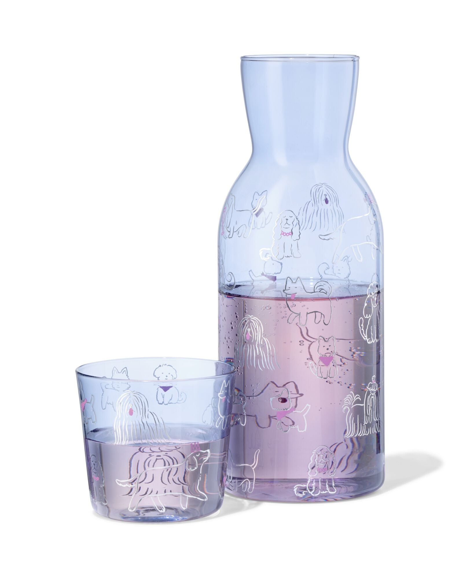 Karaffe 1000 ml mit Trinkglas, Hunde - 61104424 - HEMA