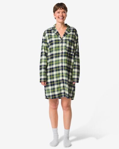 Damennachthemd aus Flanell, kariert dunkelblau dunkelblau - 23412015DARKBLUE - HEMA