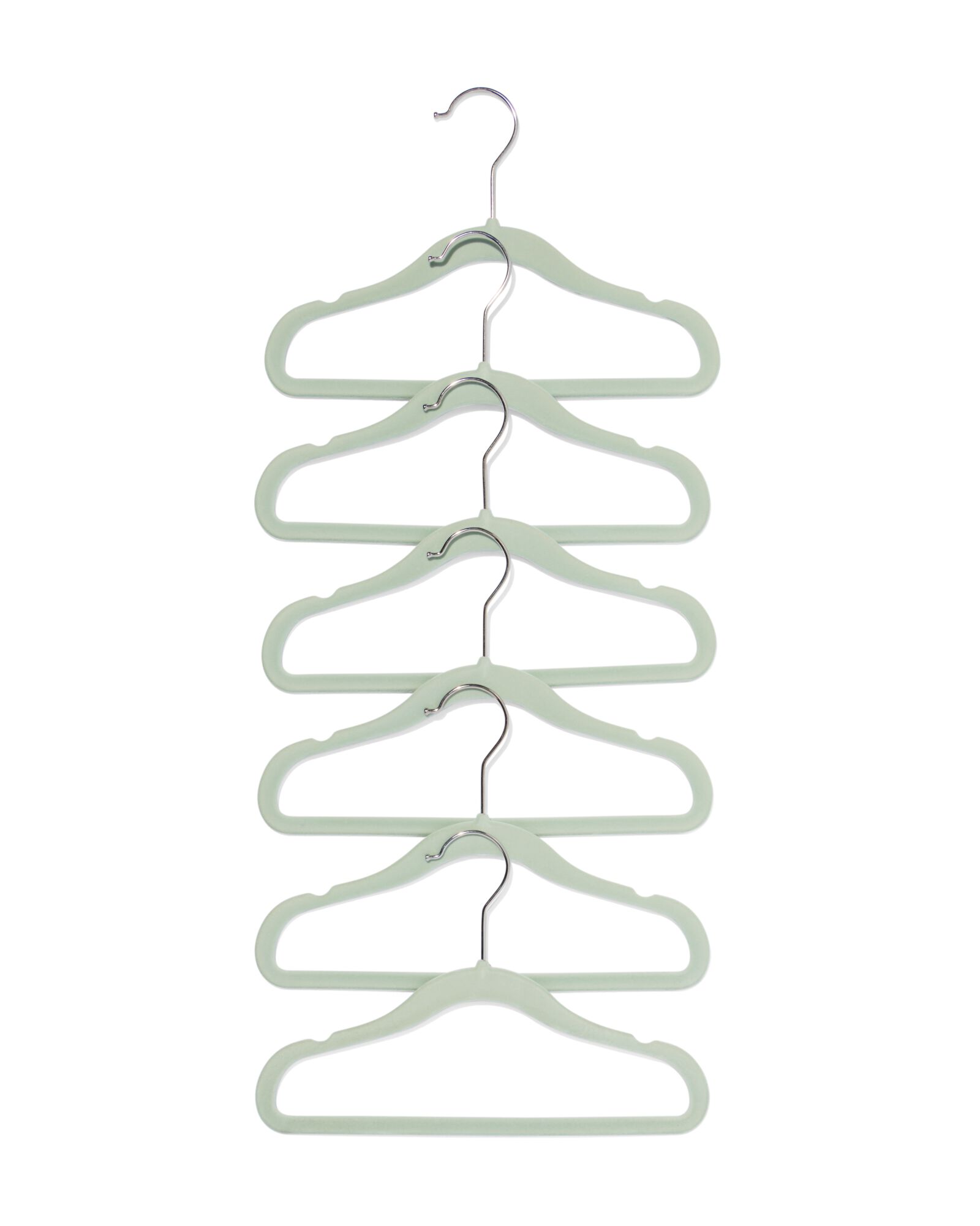 6 petits cintres en velours menthe - 39800016 - HEMA