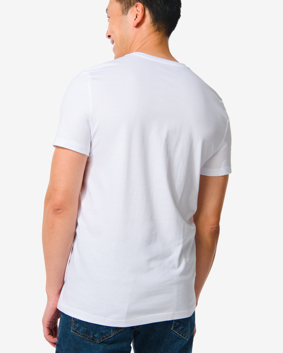 heren t-shirt regular fit v-hals - 2 stuks wit XL - 34277046 - HEMA