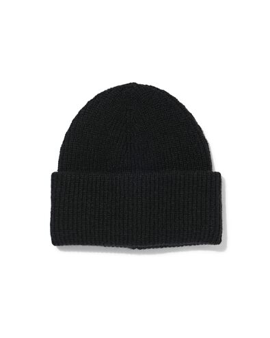 damesmuts met wol rib zwart - 16440055 - HEMA