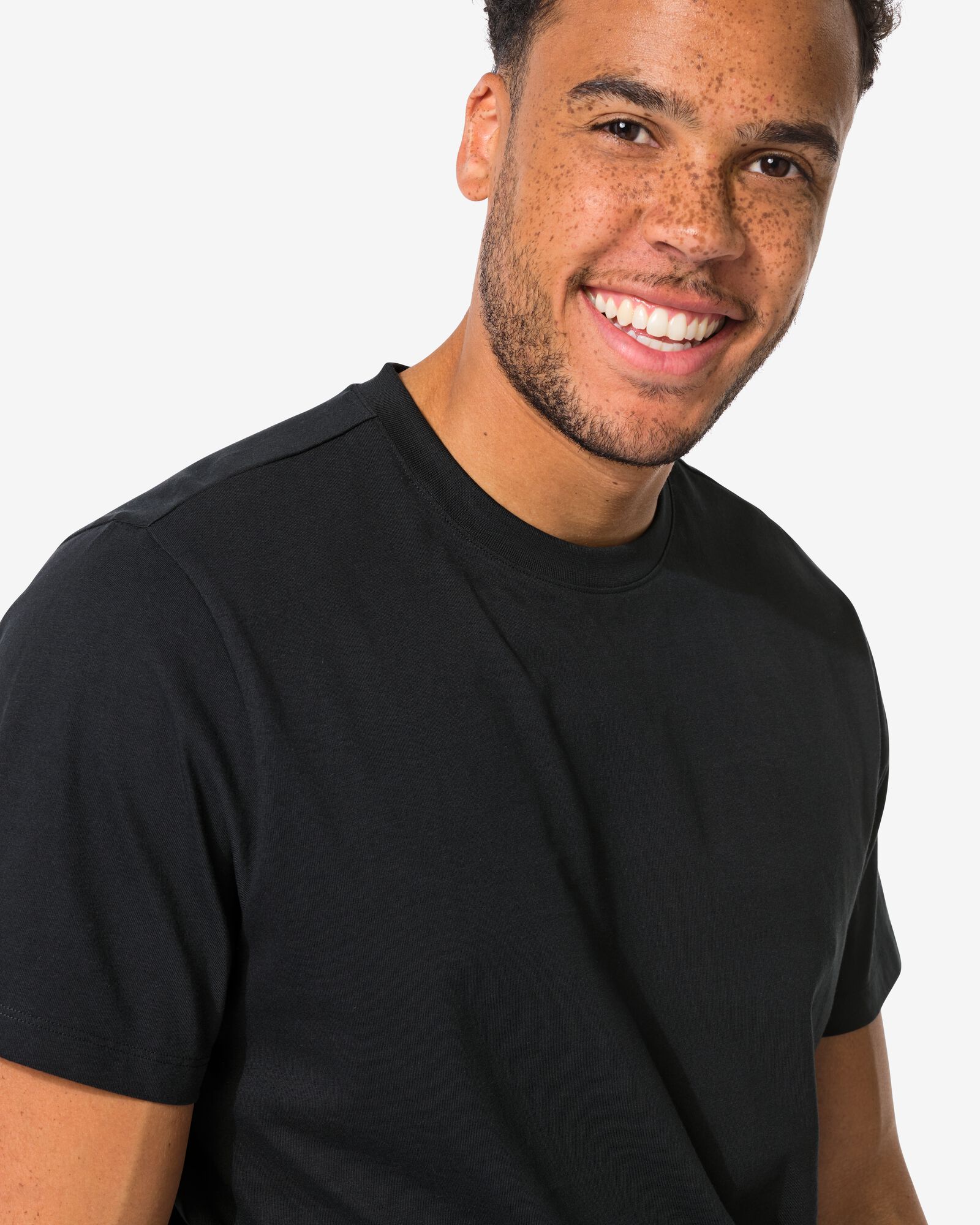 heren T-shirt regular fit zwart zwart - 2190310BLACK - HEMA