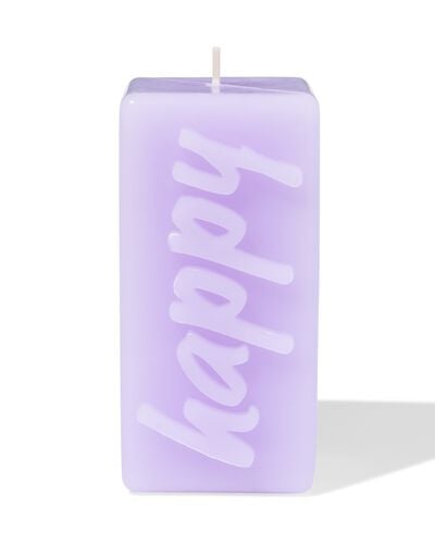 kaars 12.5cm 'happy' lila   - 61100292 - HEMA