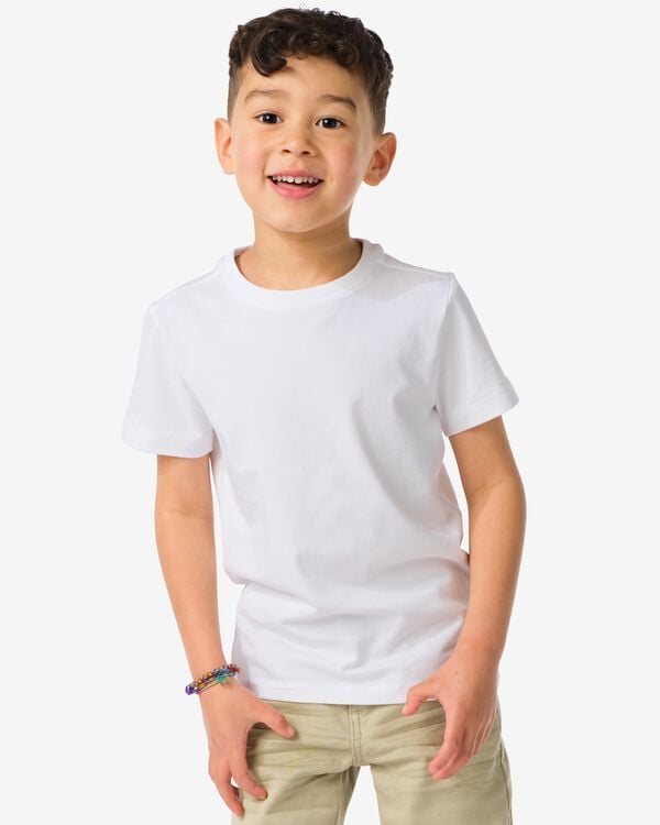 2 pak kinder t-shirts - biologisch katoen wit wit - 1000019381 - HEMA