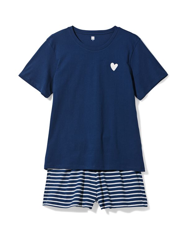 pyjacourt femme jersey rayures bleu fonc&eacute; bleu fonc&eacute; - 23401500DARKBLUE - HEMA