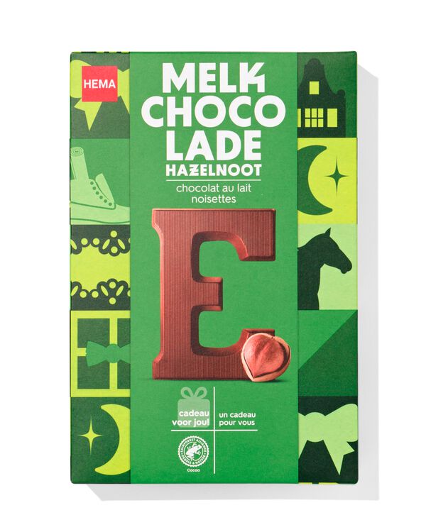 lettre E en chocolat aux noisettes 140g noisette lait E - 24414005 - HEMA