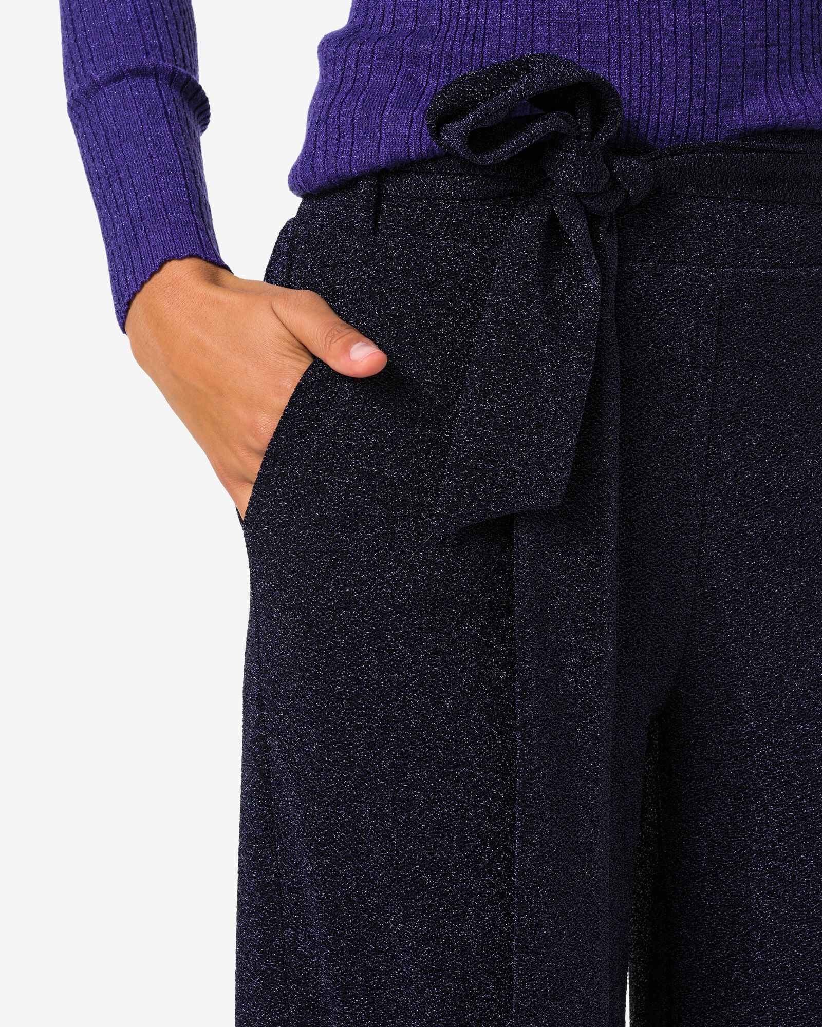 damesbroek Eileen glitter blauw blauw - 36299145BLUE - HEMA