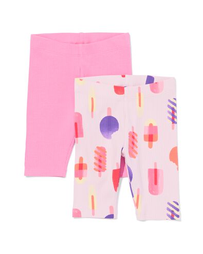 Kinderleggings, kurz, figurbetont, mit Rippenstruktur &ndash; 2 St&uuml;ck rosa rosa - 30863647PINK - HEMA