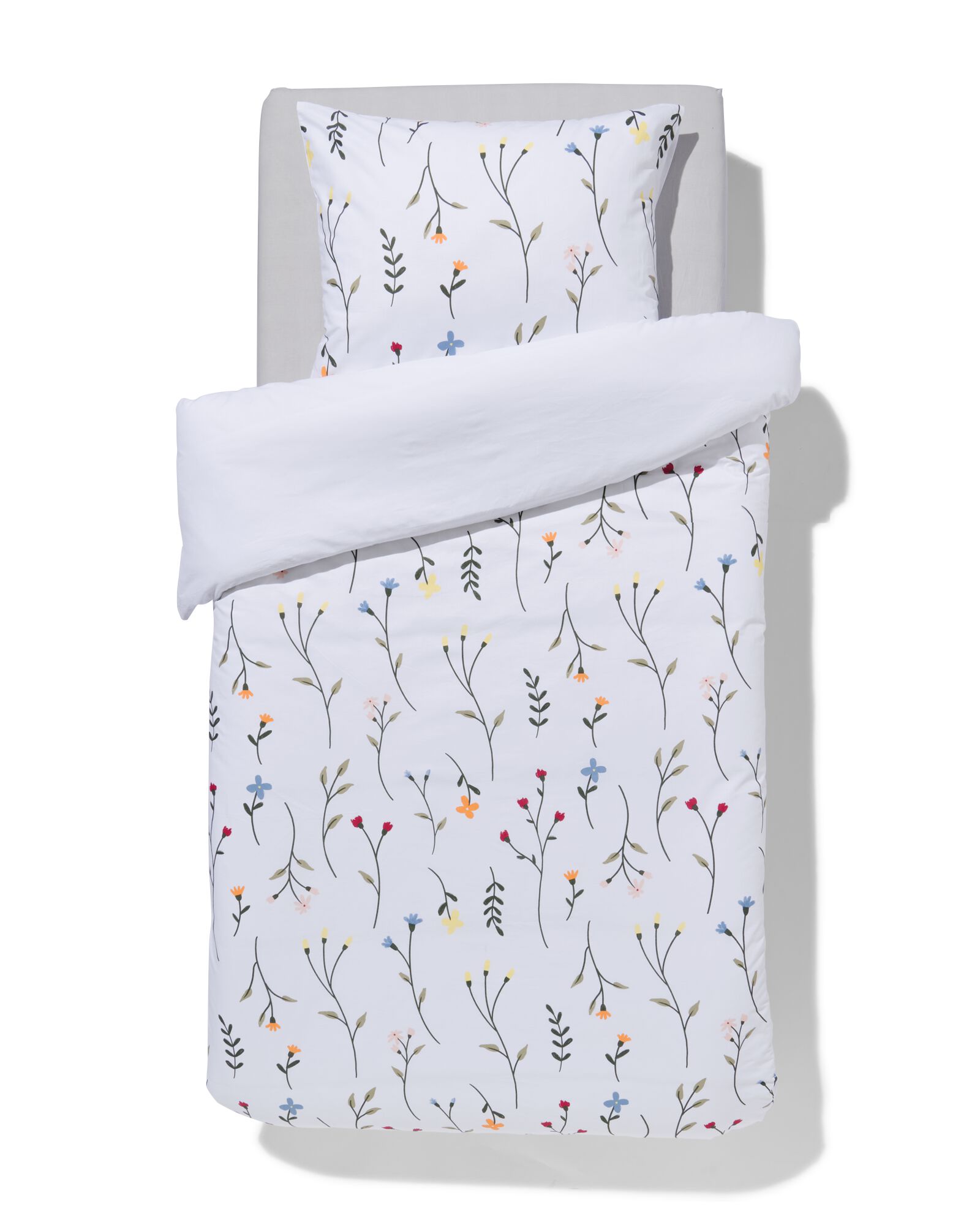 housse de couette 140x200/220cm coton doux motif fleurs sauvages blanc - 5790203 - HEMA