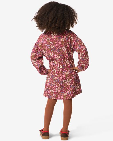 kinderjurk a-lijn rib bloemen lichtbruin lichtbruin - 30828702LIGHTBROWN - HEMA