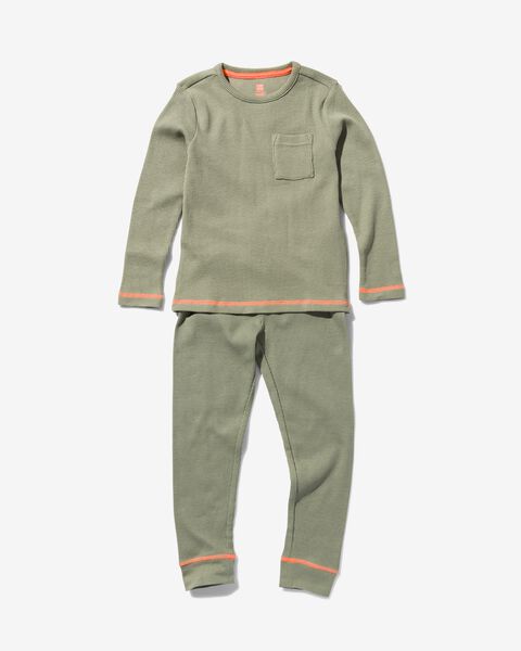 Kinder-Pyjama, Waffelstruktur hellgrün - 1000028394 - HEMA