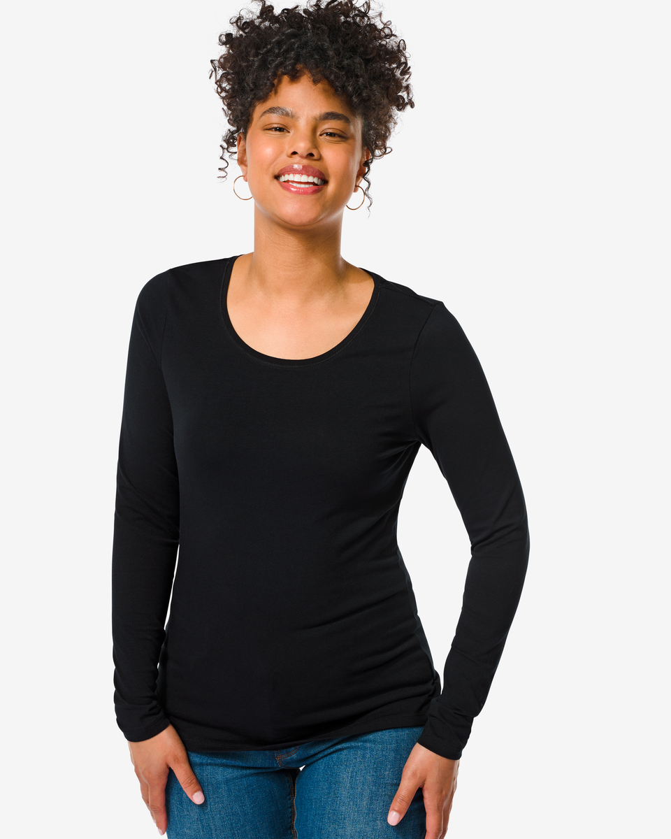 t-shirt femme classique noir - 1000005475 - HEMA