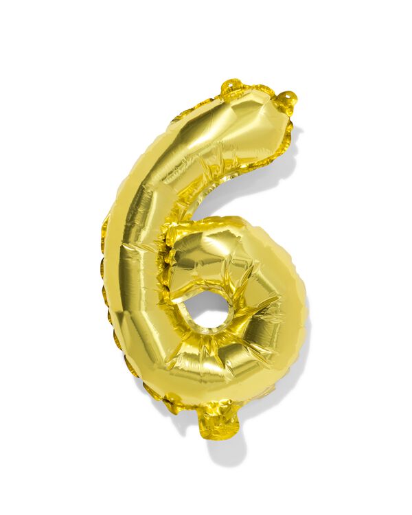 folieballon cijfer 6 30cm goud - 14260027 - HEMA