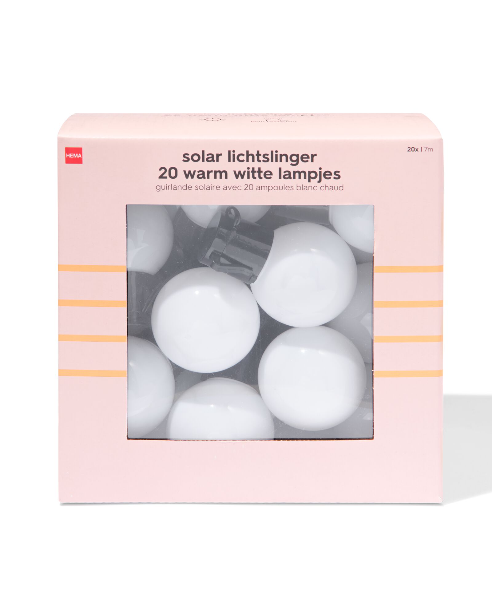 guirlande lumineuse solaire 7 m avec 20 lumi&egrave;res blanches pour l'ext&eacute;rieur - 41840300 - HEMA