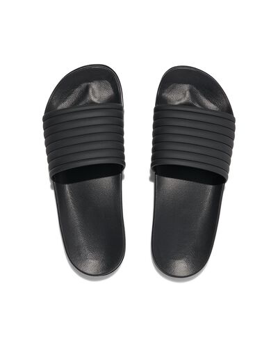 Herren-Badeschlappen, gerippte Riemen schwarz schwarz - 1000031063 - HEMA