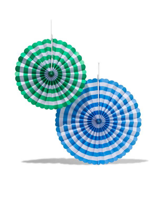 2 &eacute;ventails en papier bleu/vert - 14230220 - HEMA