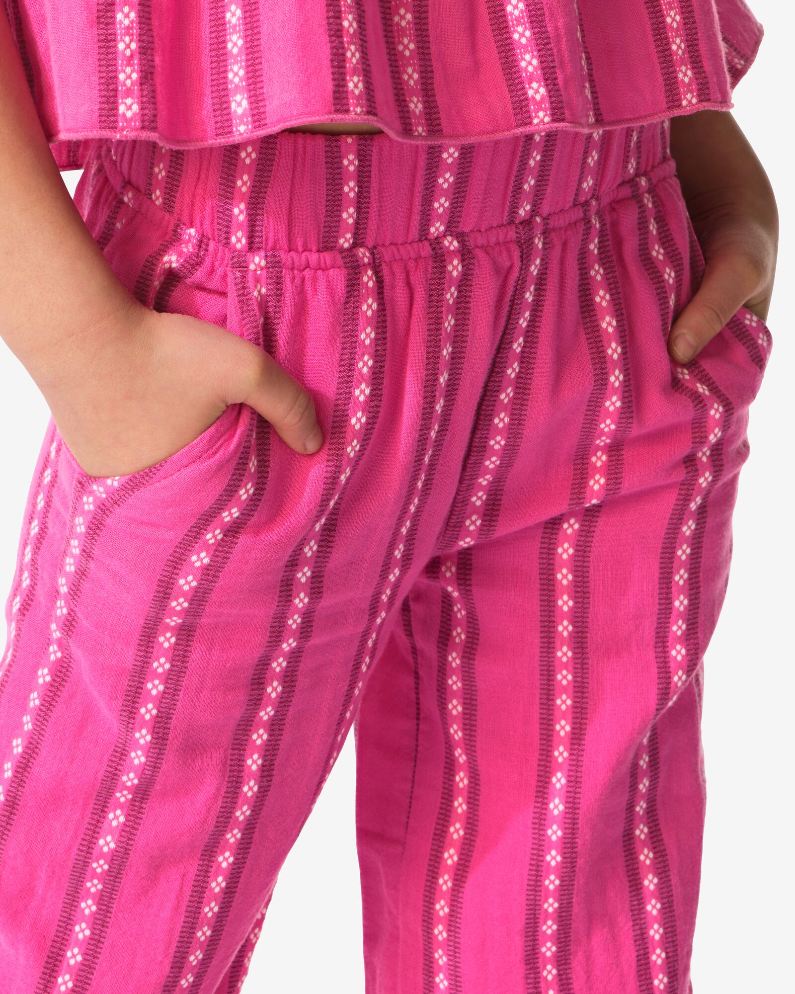pantalon enfant wide fit rayures rose fonc&eacute; rose fonc&eacute; - 30851906DARKPINK - HEMA