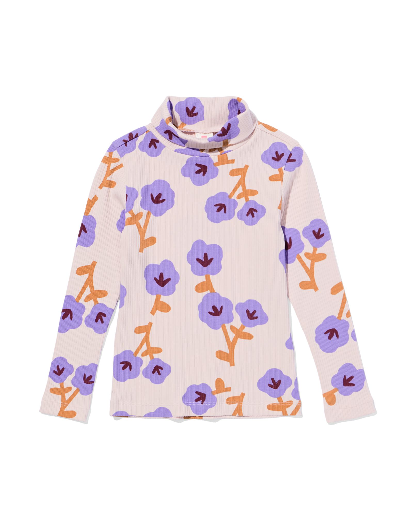 Kinder-T-Shirt gerippt mit Blumen ecru ecru - 30826605ECRU - HEMA