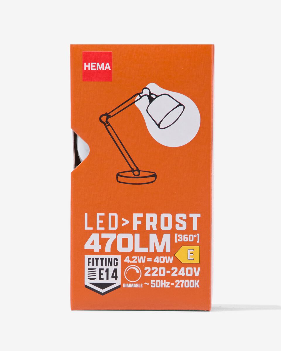 led kogel glass frost E14 4.2W 470lm dim - 20070045 - HEMA