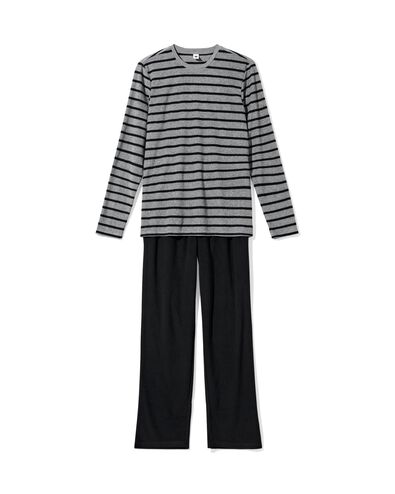herenpyjama terry strepen zwart zwart - 23686620BLACK - HEMA