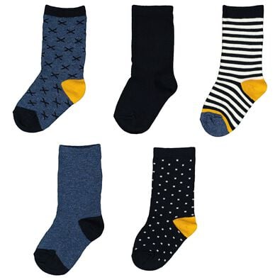 5 paires de chaussettes enfant bleu 23/26 - 4310801 - HEMA