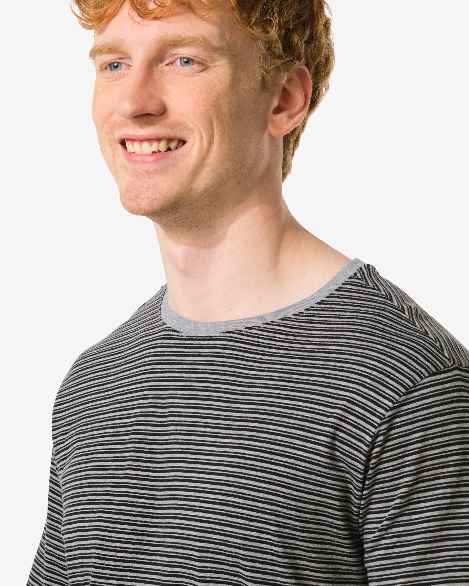 herenpyjama strepen zwart - 23600340BLACK - HEMA