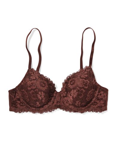 voorgevormde kanten bh met beugel donkerbruin donkerbruin - 21801065DARKBROWN - HEMA