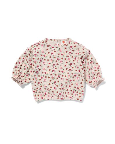 t-shirt bébé côtelé fleurs écru 62 - 33050251 - HEMA