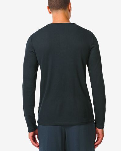 Herren-Loungeshirt, Baumwolle mit Waffeloptik dunkelblau L - 23620243 - HEMA