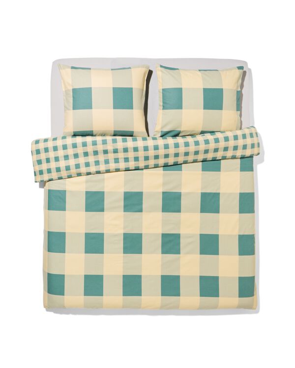 dekbedovertrek 200x200/220cm flanel ruiten groen-beige - 5700214 - HEMA