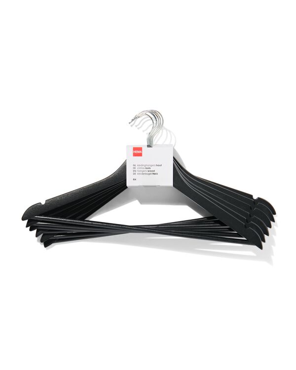 6 Kleiderb&uuml;gel, Holz, schwarz - 39800402 - HEMA