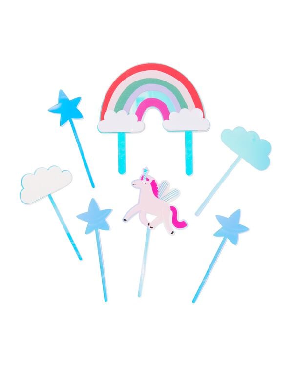 cake topper r&eacute;utilisable arc-en-ciel 7 pi&egrave;ces - 14250167 - HEMA