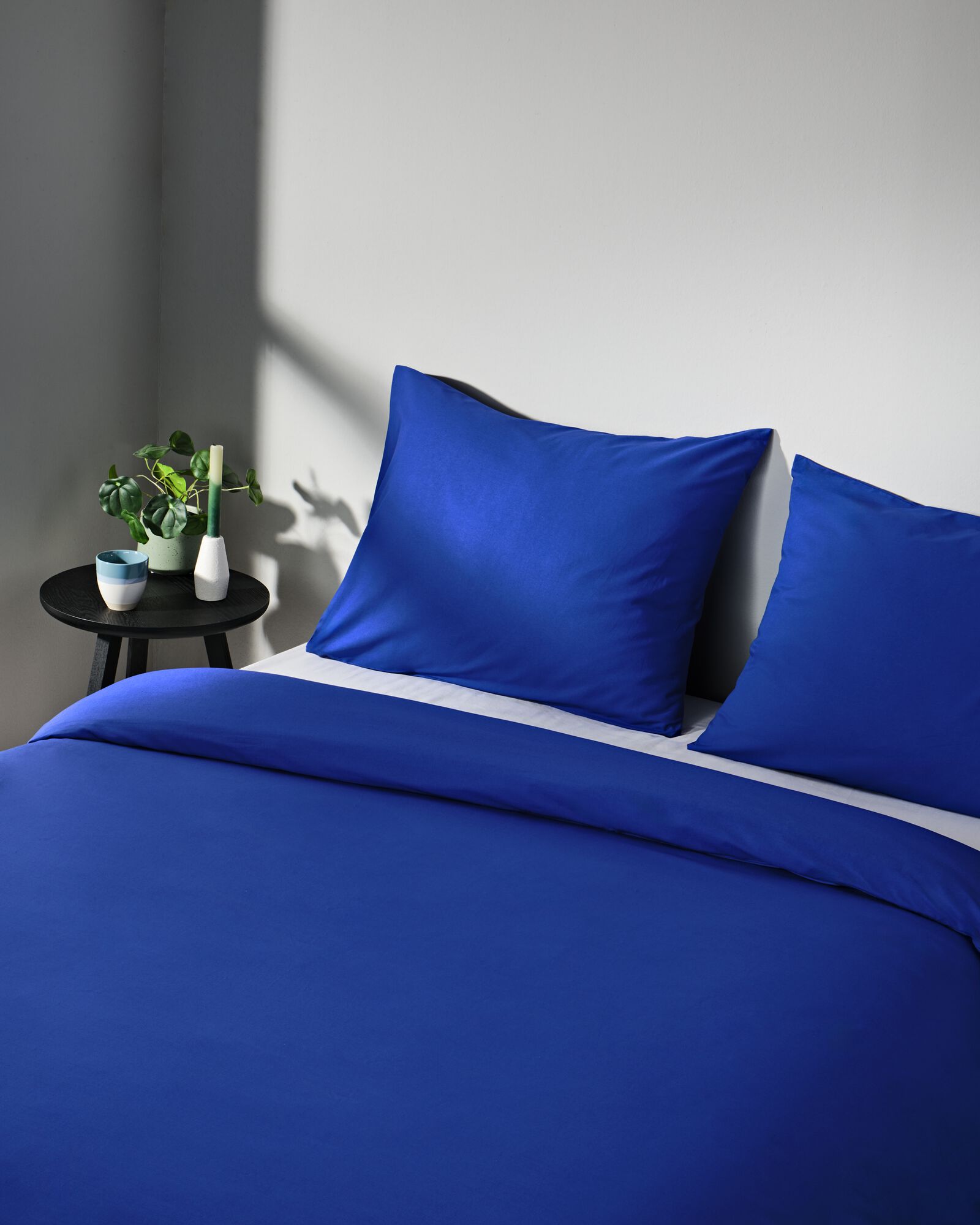 housse de couette 240x200/220cm en coton doux bleu cobalt - 5750063 - HEMA