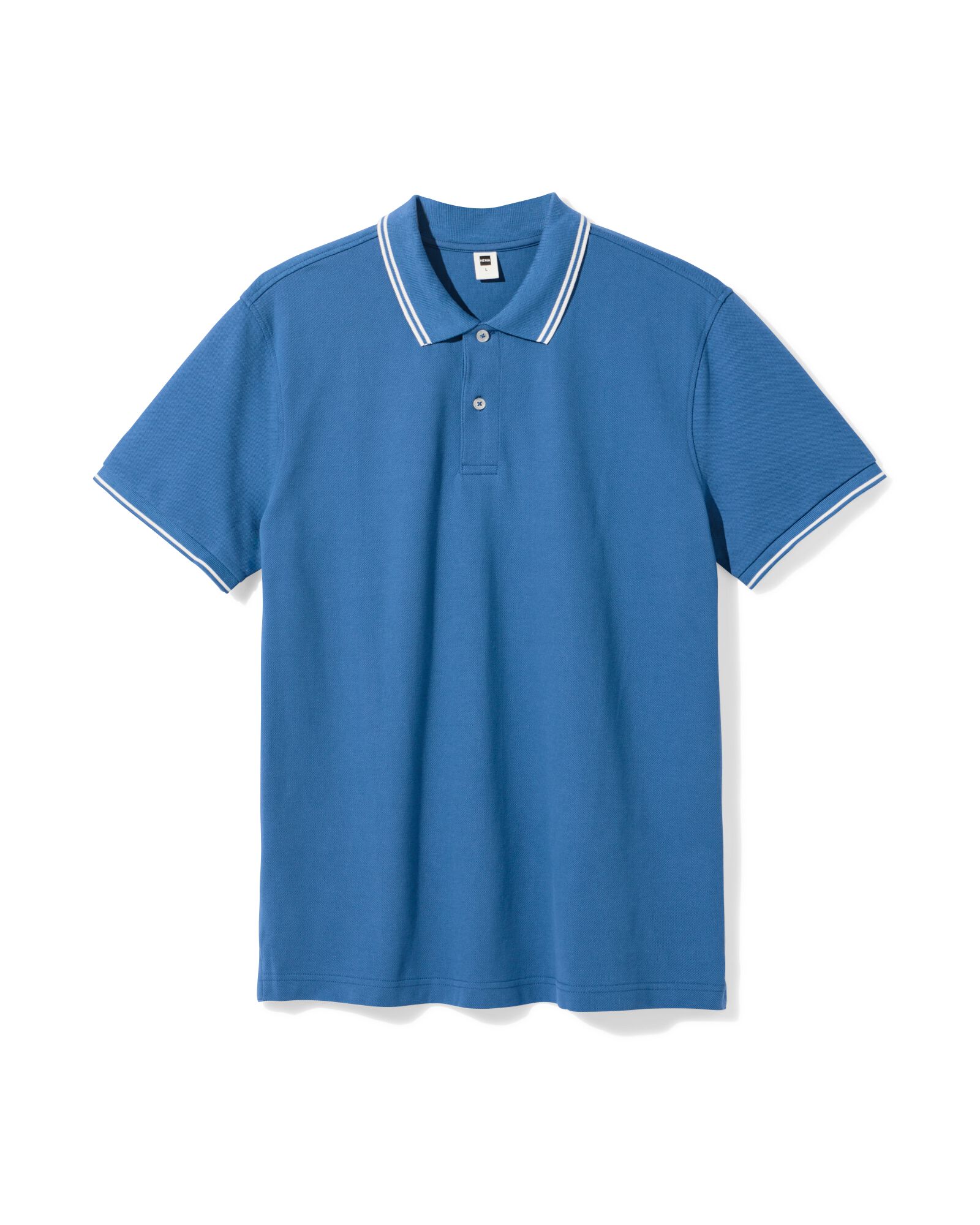 herenpolo Denton piqu&eacute; middenblauw middenblauw - 2140550MIDBLUE - HEMA
