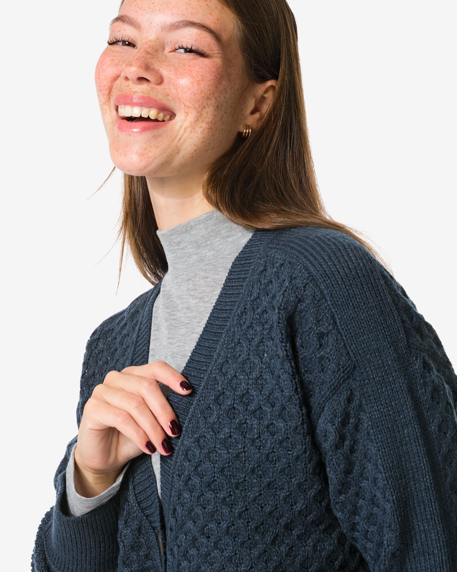 Damen-Strickjacke Viola mit Struktur blau blau - 36302380BLUE - HEMA