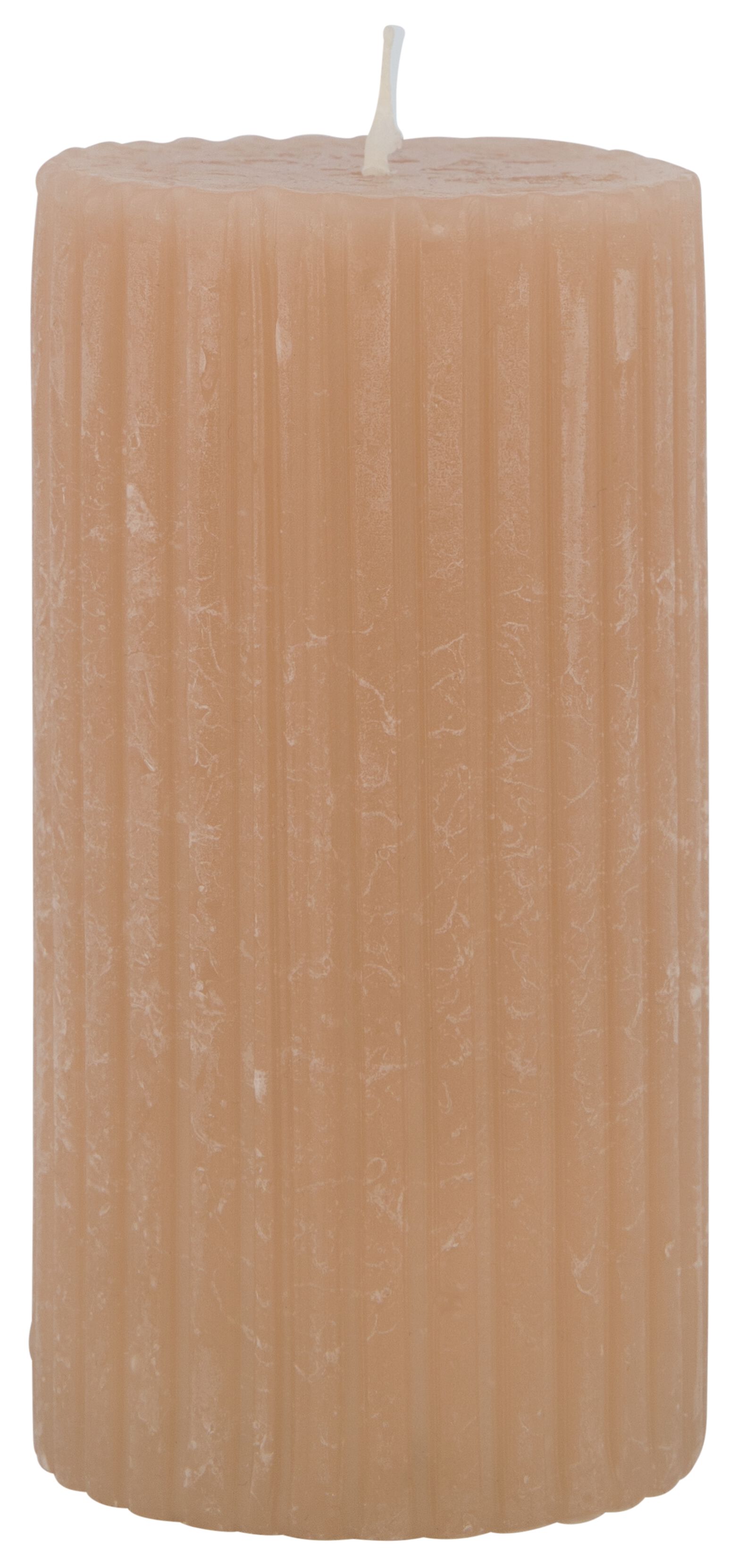 rustikale Kerze mit Relief lachsrosa - 1000025606 - HEMA