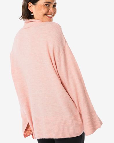 Col roul&eacute; Frankie en maille pour femmes rose p&acirc;le - 36366580LIGHTPINK - HEMA