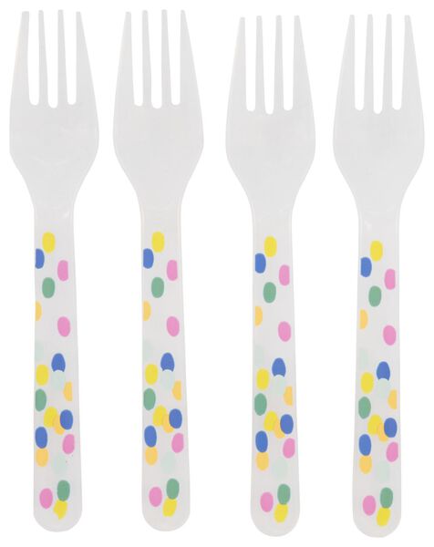 4 fourchettes en plastique réutilisables - confetti - 14200492 - HEMA