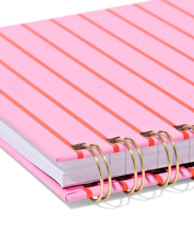 notitieboek 21.1x16cm strepen roze - 14100231 - HEMA