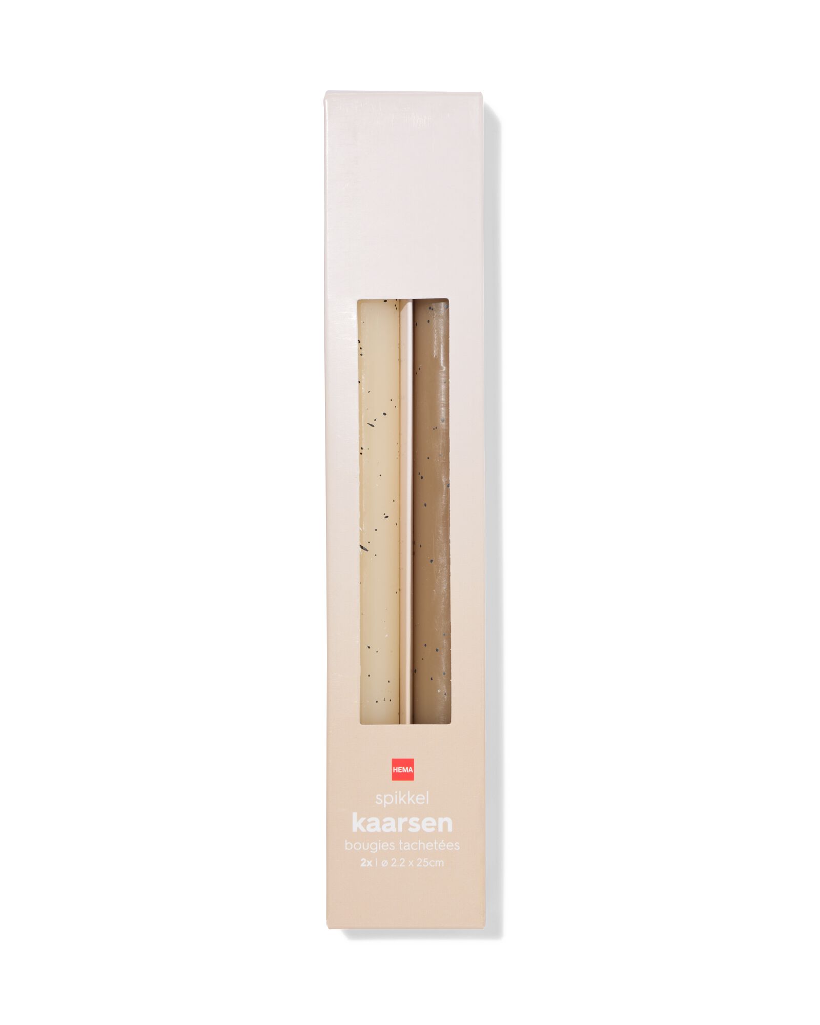 bougies de table ⌀2,2x25cm moucheture naturel - 2 pi&egrave;ces - 13506152 - HEMA