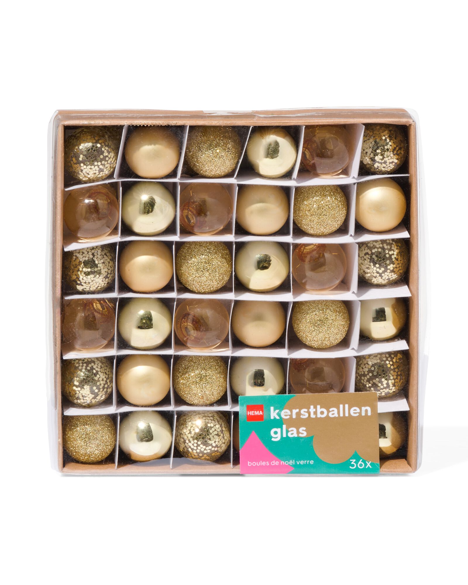 36 mini boules de Noël Ø2cm verre doré - 25103164 - HEMA