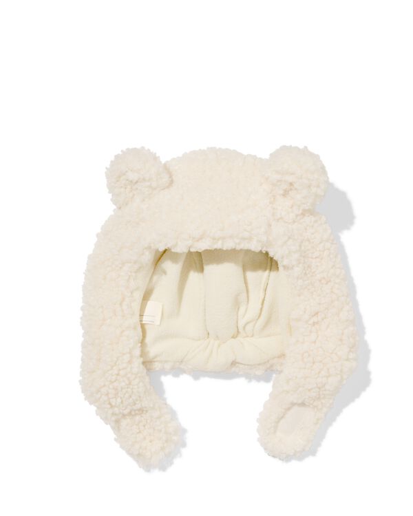 babymuts teddy met oren wit wit - 33200285WHITE - HEMA