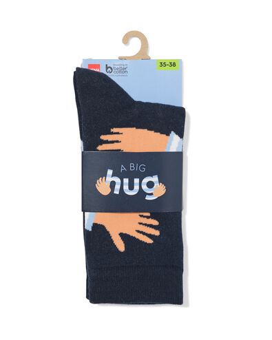 sokken met katoen big hug donkerblauw - 4124140DARKBLUE - HEMA
