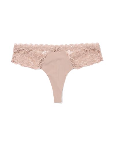 Damen-String aus Mikrofaser mit Spitze beige - 19660804BEIGE - HEMA