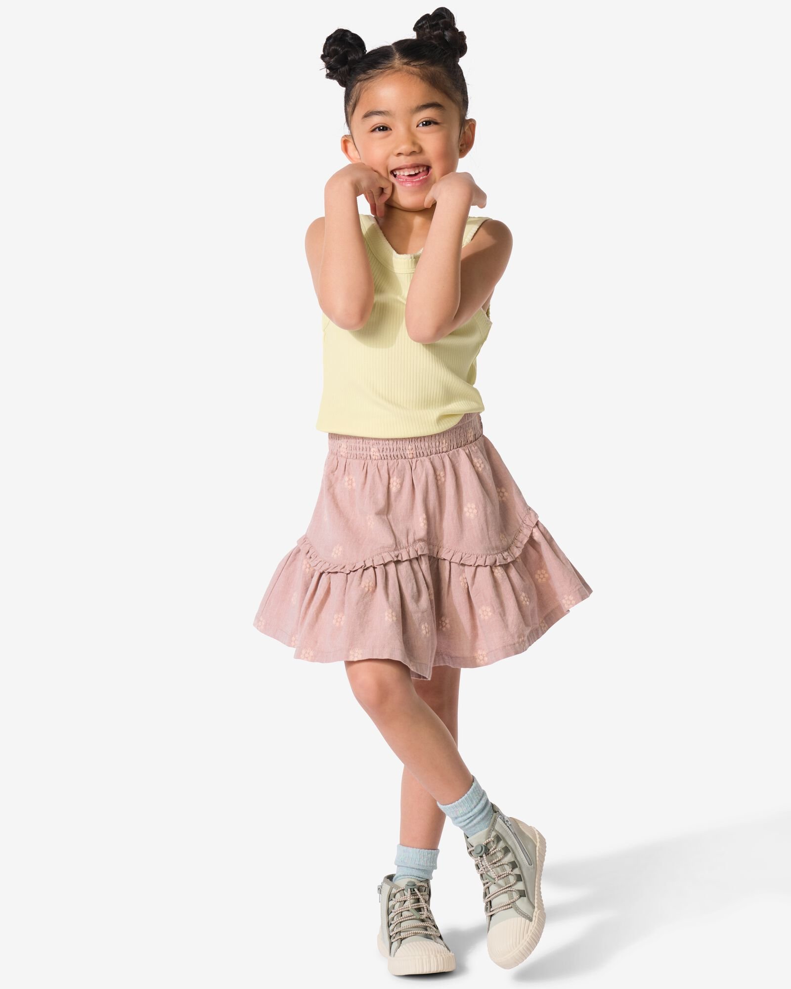 jupe trap&egrave;ze enfant fleurs vieux rose vieux rose - 30844857OLDPINK - HEMA