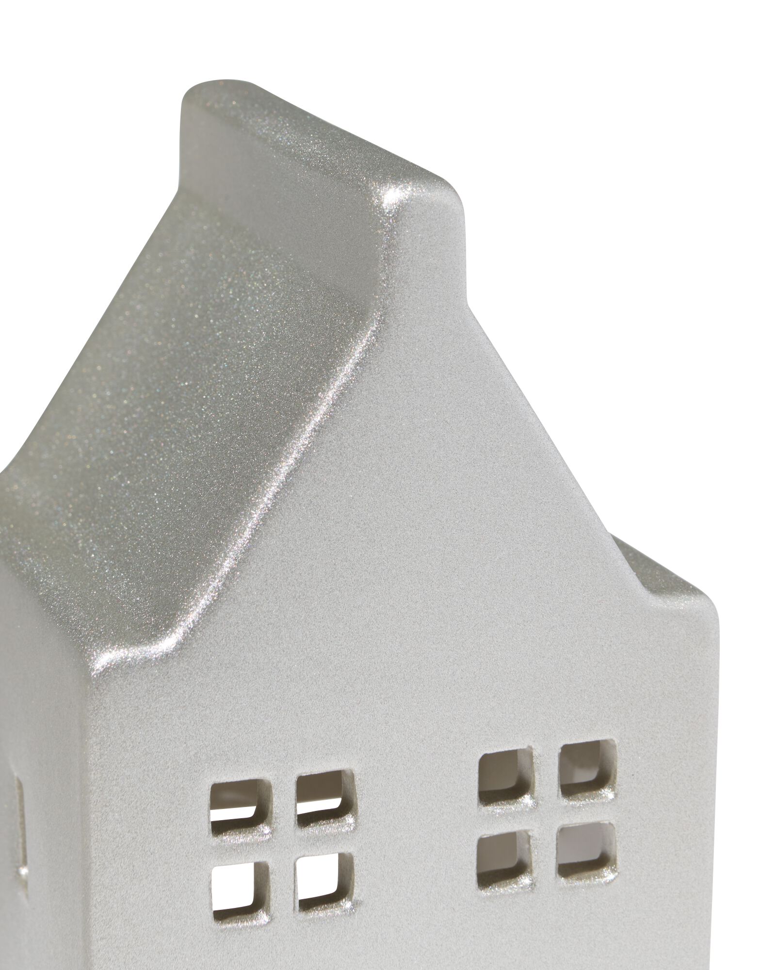 photophore 7x14,3x7 cm c&eacute;ramique maison argent&eacute; - 25100324 - HEMA