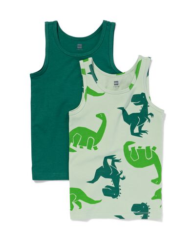 débardeur enfant dinosaure en coton extensible - 2 pièces vert - 19200260GREEN - HEMA