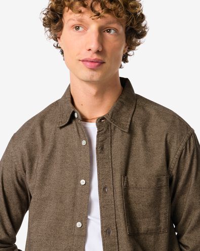 herenoverhemd Maurice flanel  bruin - 2170830BROWN - HEMA